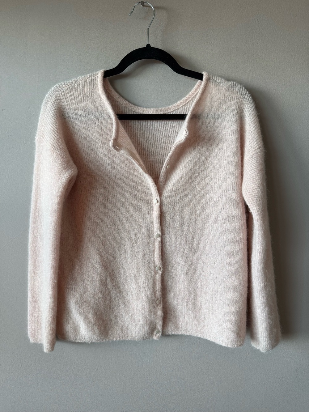 Sézane Women’s Powder Pink Mohair Alpaca Cardigan Sweater Size Medium